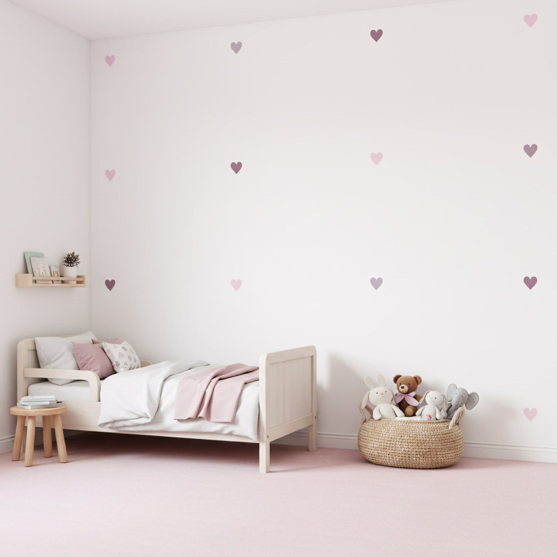 Décoration murale stickers coeurs teintes violet