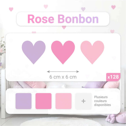 Dimensions des stickers coeurs rose bonbon