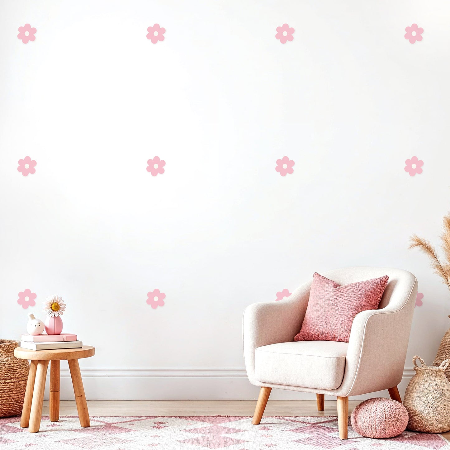 Stickers muraux marguerites roses pour décoration chambre enfant