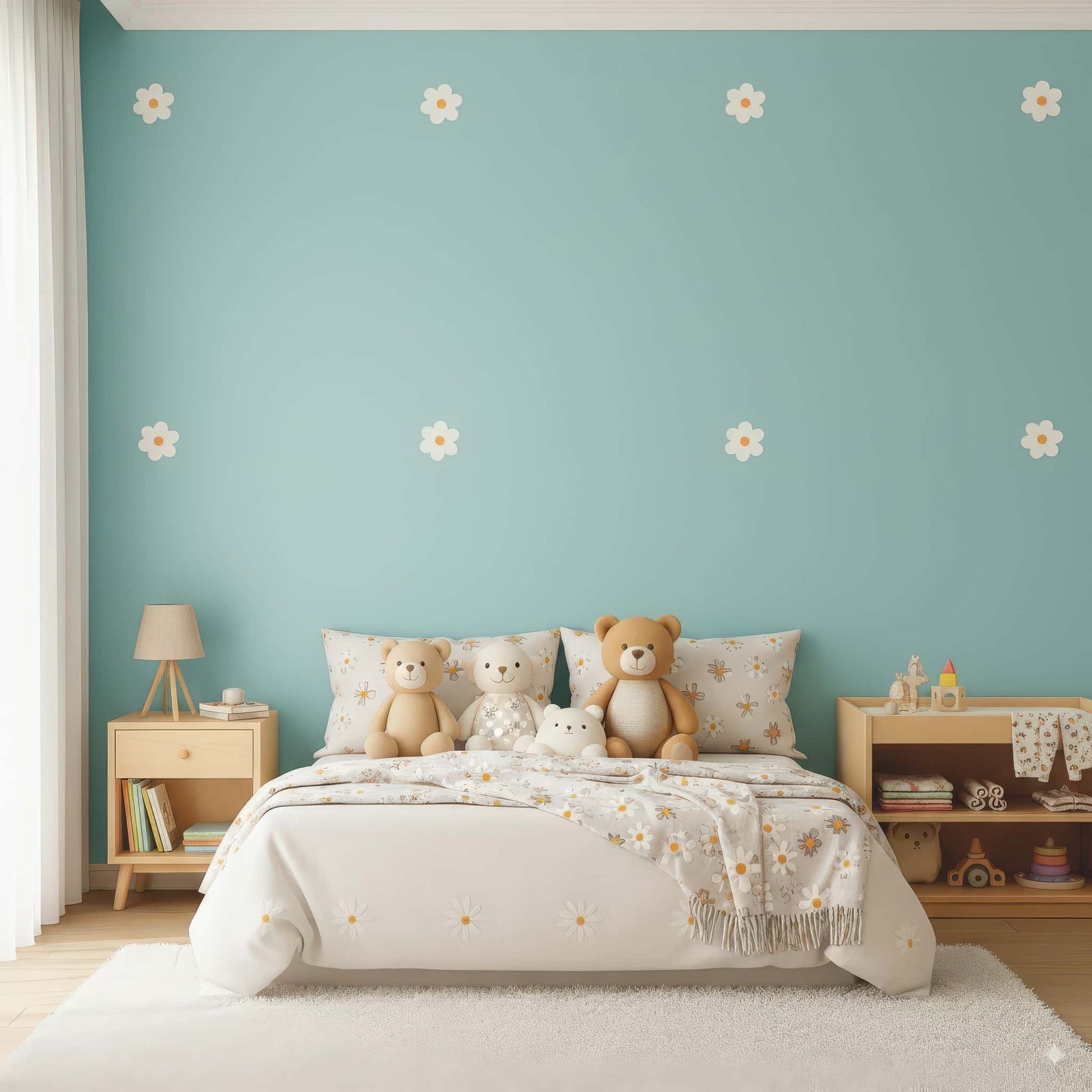 Décoration chambre fille maroc, stickers fleurs beiges