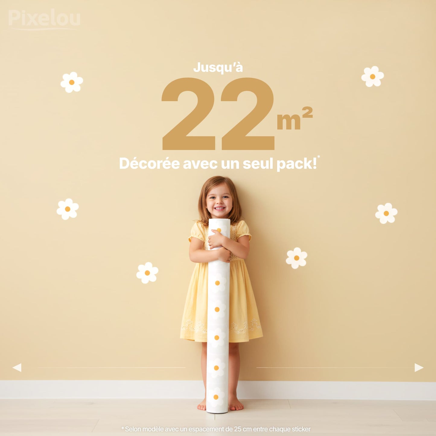Un pack stickers fleurs couvre jusqu'à 22m2 de surface murale. all