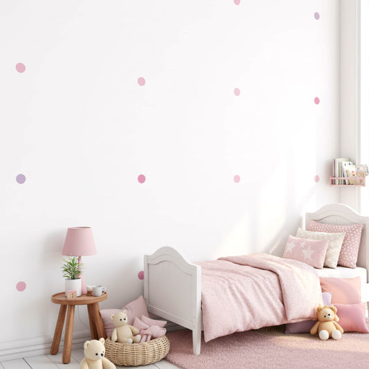 Stickers pois rose bonbon, décoration chambre fille au Maroc