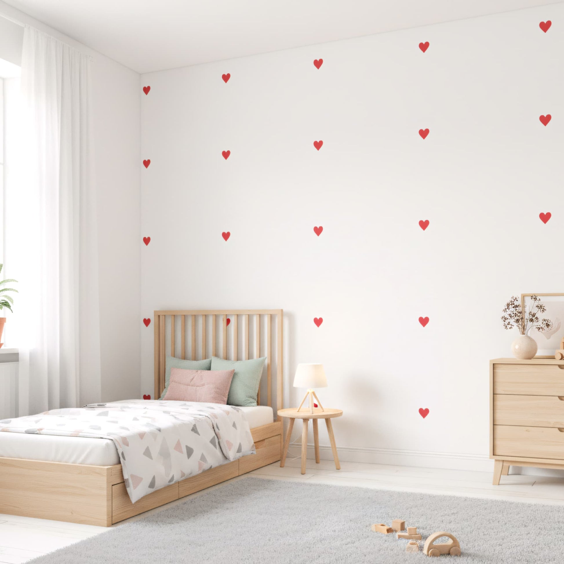 Stickers muraux coeurs rouges pour chambre fille au Maroc