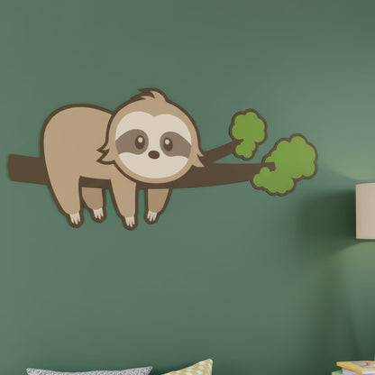 Gros plan sur le sticker animal paresseux, un grand sticker de haute qualité qui égaiera n'importe quelle chambre de bébé ou d'enfant.