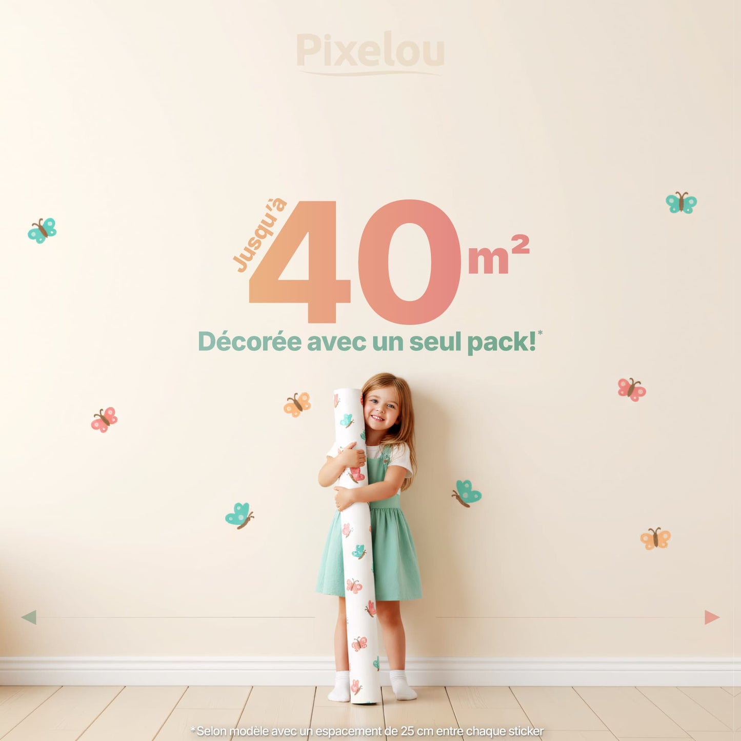 Un seul pack de stickers Pixelou pour décorer jusqu'à 40m². Une solution de décoration murale économique pour chambre d'enfant. Vente de stickers au Maroc. Multicolore