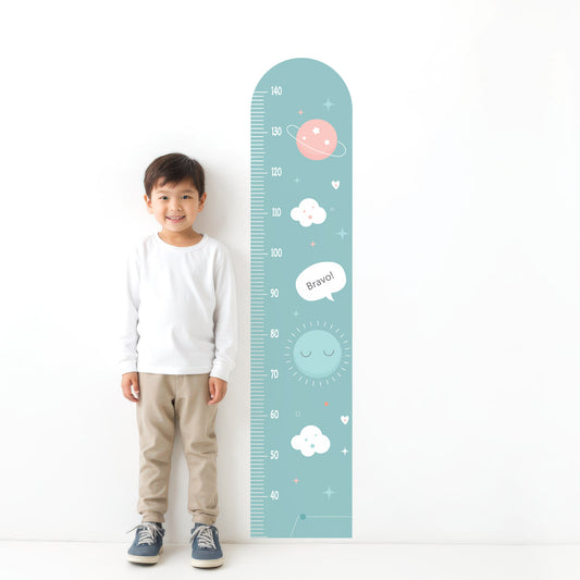 Sticker règle croissance murale planètes pour chambre enfant