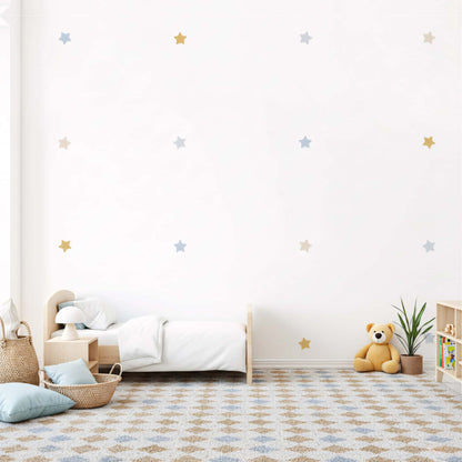 Décoration murale maroc, stickers étoiles bleu doré pour chambre garçon enfant et bébé