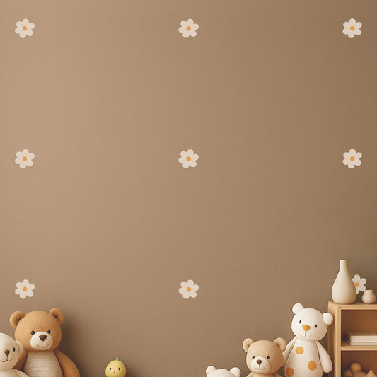 Magnifiques stickers muraux fleurs marguerites beiges pour chambre enfant et bébé
