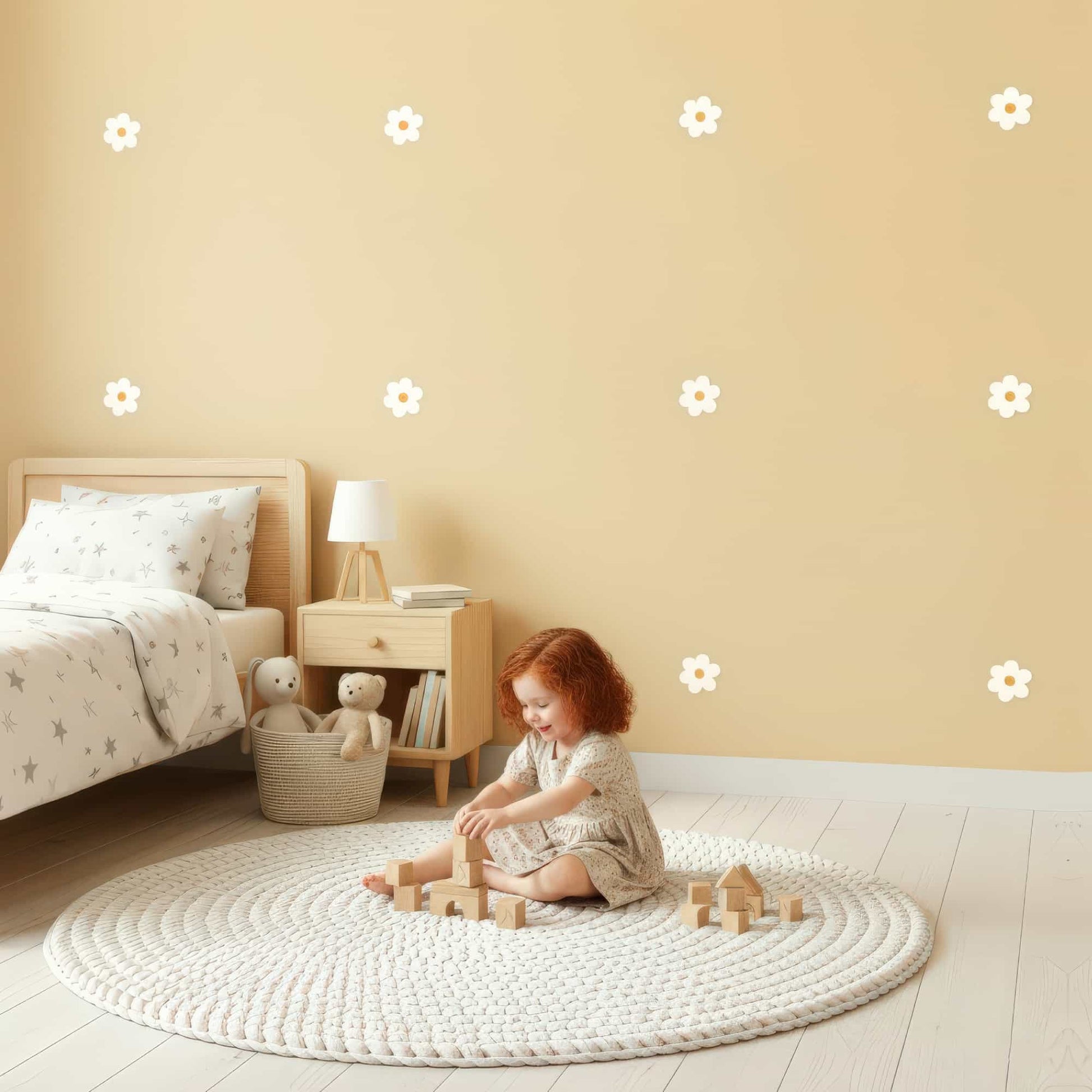 Décoration chambre fille fleurs blanches, stickers maroc