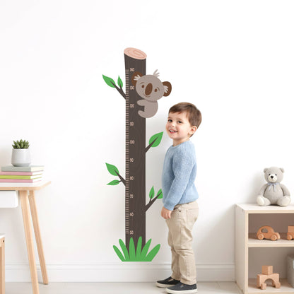 Règle de croissance toise stickers muraux Koala sur Arbre, décoration jungle pour chambre enfant Maroc.