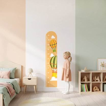 Règle de croissance toise stickers muraux Montgolfières, décoration chambre enfant Maroc, ambiance pastel.