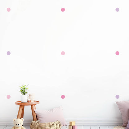 Les stickers pois couleur rose bonbon pour chambre fille